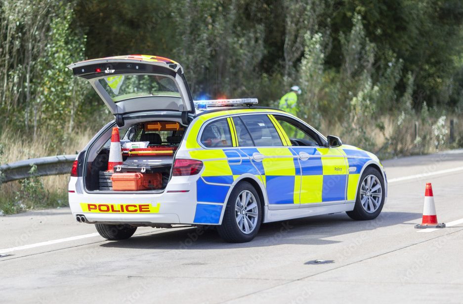 Police car with lights and equipment